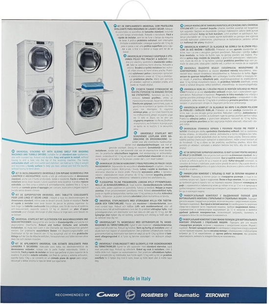 CARE PROTECT Stapelkit voor SLIM Wasmachines en Drogers, Universeel Voor Slanke Wasmachines Met Diepte 40-47 Cm, Compatibel Met Slim Candy, Hoover Baumatic En Zerowatt Drogers CARE PROTECT Stapelkit voor SLIM Wasmachines en Drogers, Universeel Voor Slanke Wasmachines Met Diepte 40-47 Cm, Compatibel Met Slim Candy, Hoover Baumatic En Zerowatt Drogers