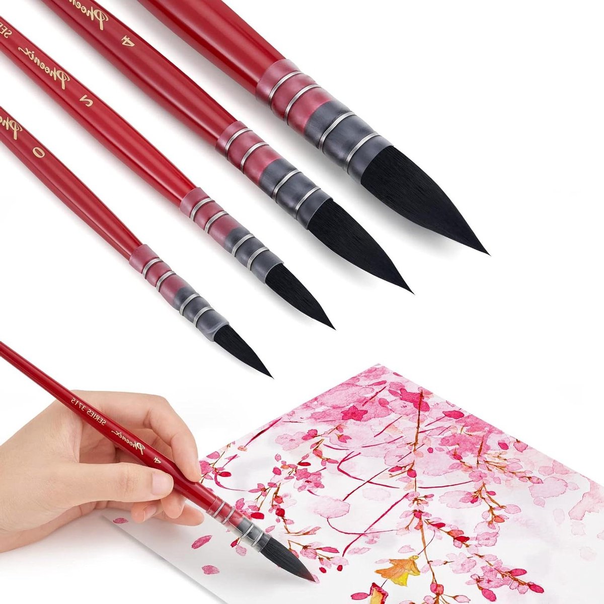 Goedkoopste Aquarelpenseelset - 4-delig - puntige ronde mop penseel - voor kunstenaars en hobbyisten - aquarel en plakkaatverf - volwassenen