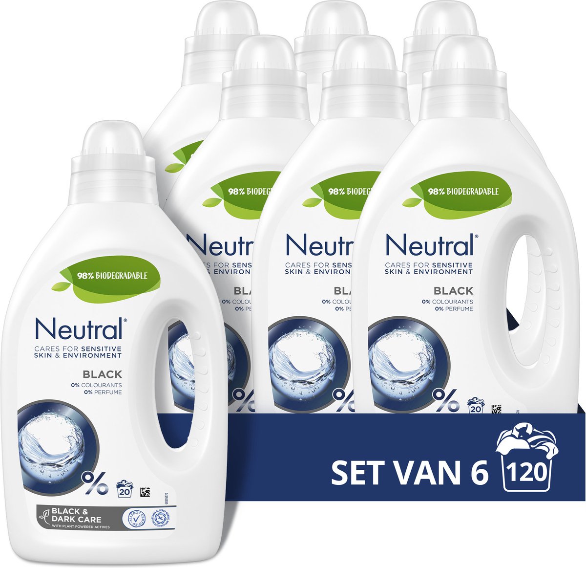 Neutral Vloeibaar Wasmiddel - Zwart - zorgt voor de gevoelige huid - 6 x 20 wasbeurten