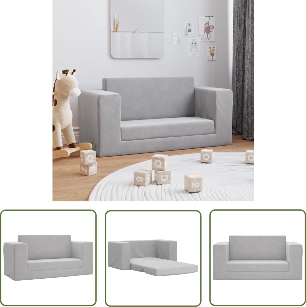 Canapé pour enfants à 2 places Crème Peluche douce Qqmora L0015