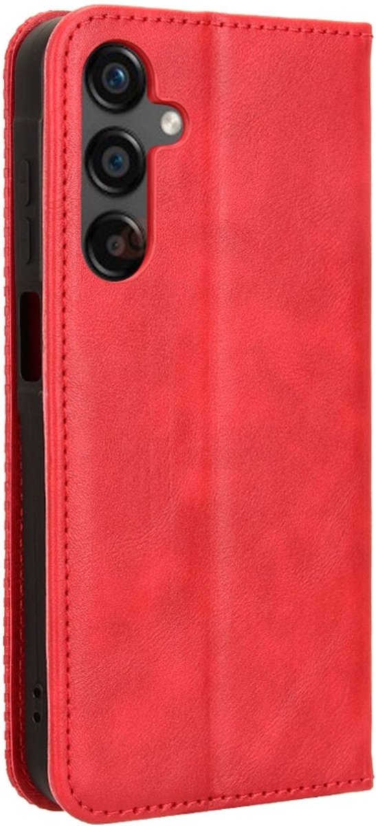 Mobigear Telefoonhoesje geschikt voor Samsung Galaxy M55 Hoesje | Mobigear Sensation Bookcase Portemonnee | Pasjeshouder voor 3 Pasjes | Telefoonhoesje voor Pinpas / OV Kaart / Rijbewijs - Rood