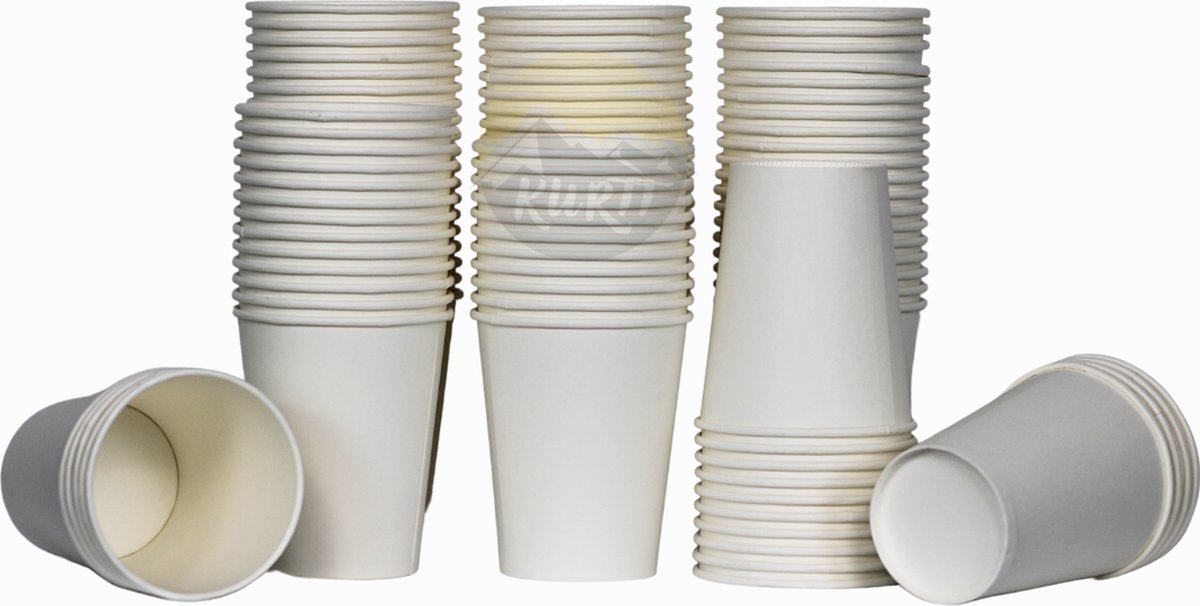 KURTT - 200 stuks wit koffiebekers - koffiebekers - wit - Kartonnen bekers 200ml - voordeelpak - koffie bekers - wegwerp papieren bekers - drank bekers - milieuvriendelijk - drinkbekers