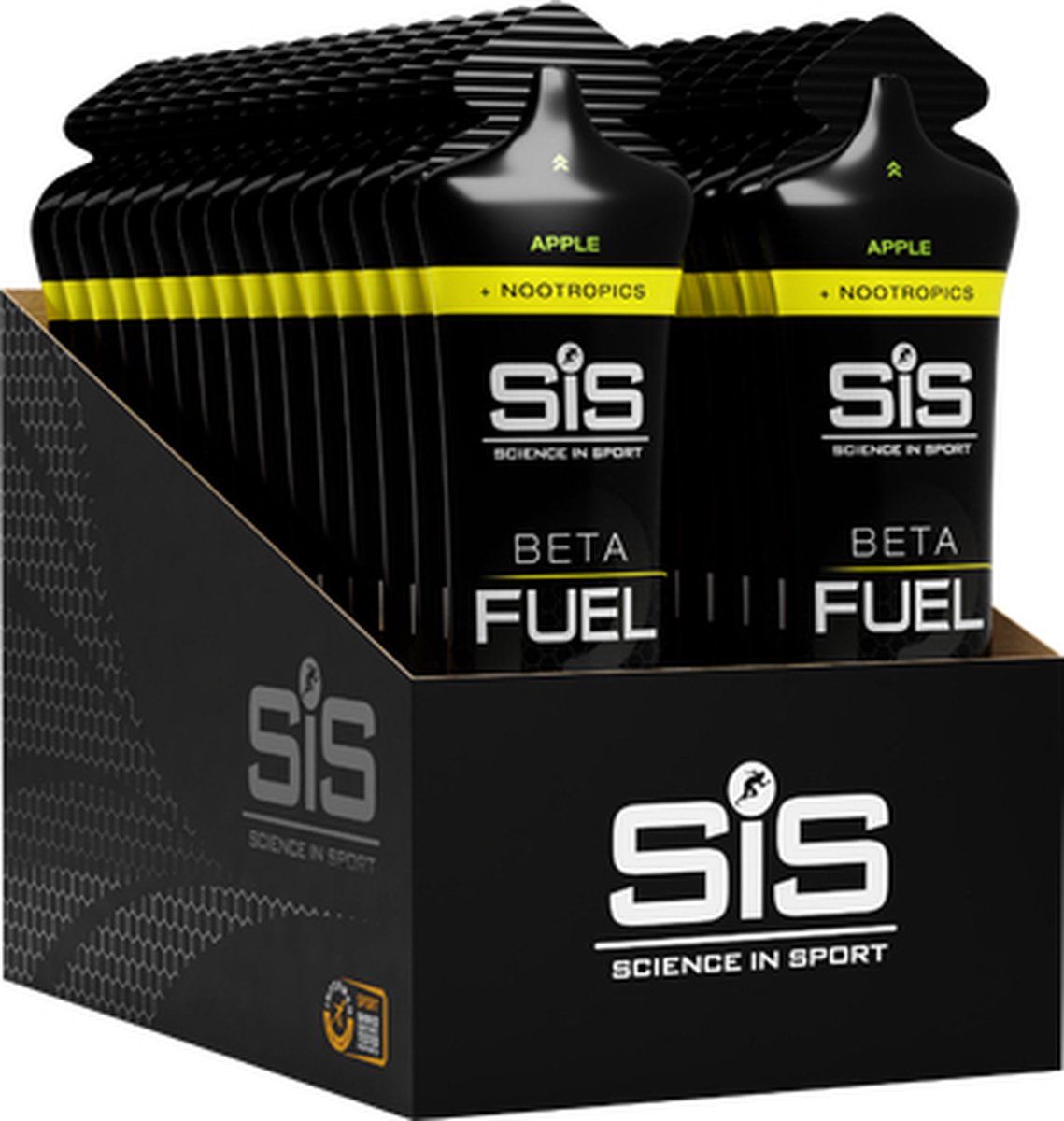Science in Sport - SIS Beta Fuel - Dual Source Energy Gel Nootropics - Apple smaak - 1 0,8 Maltodextrine Fructose verhouding - 40 gram koolhydraten per gel - 30 x 60ml