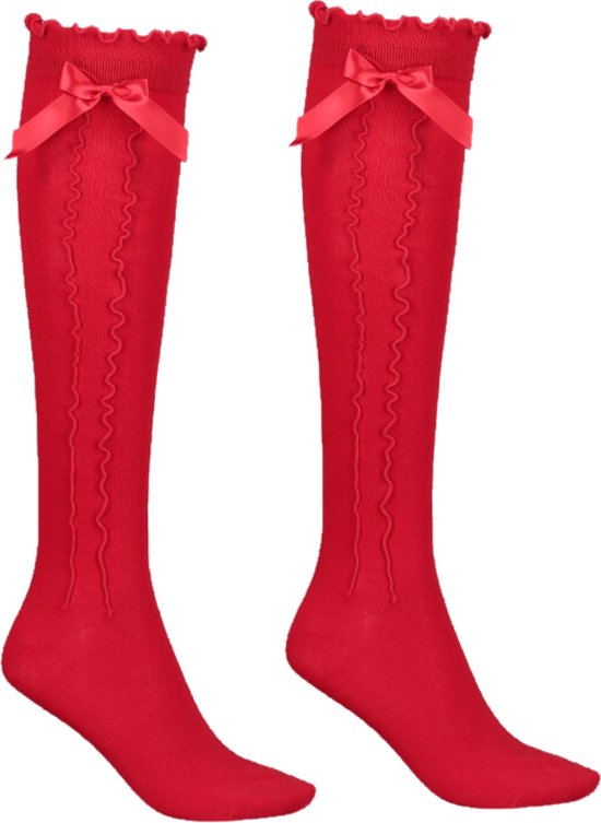 Kniekousen zwart met witte strepen | Feestkleding Breda