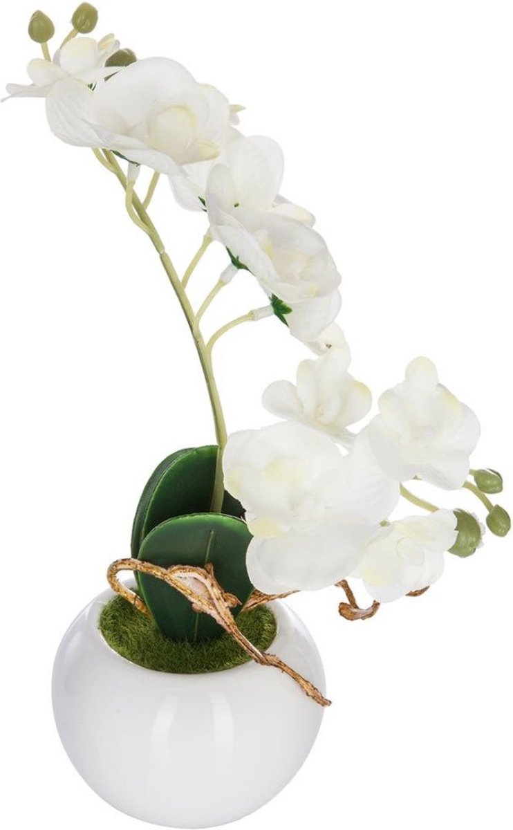 Atmosphera Kunstmatige orchidee in pot, 25 cm wit