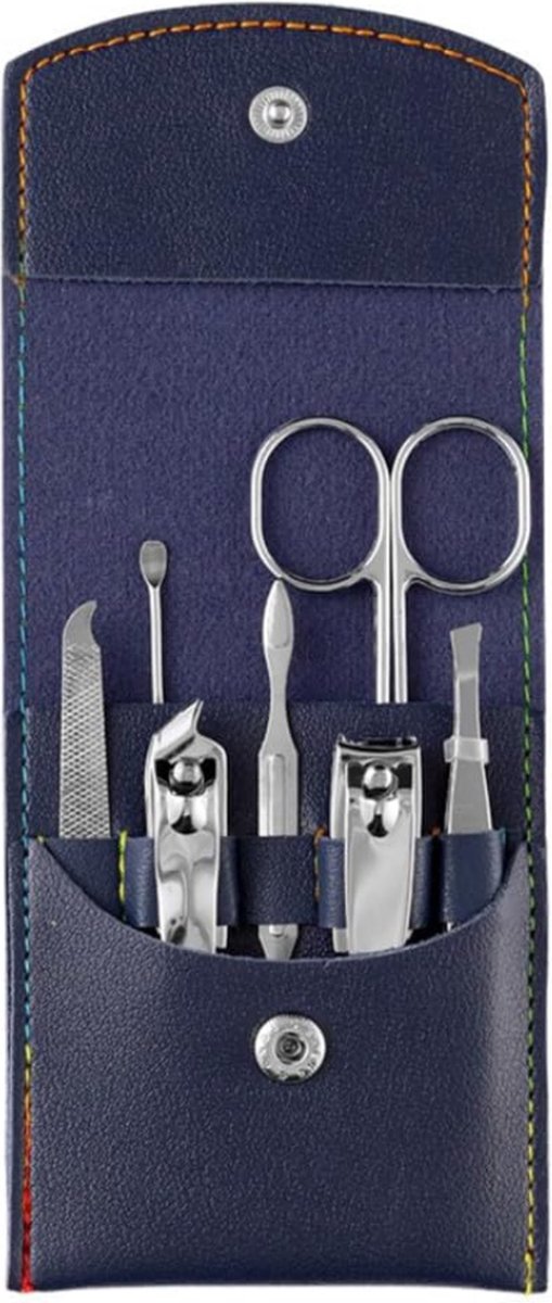 Goedkoopste Narvie 7-delige Nagelknipperset - Snoepkleuren - Thuis en Reizen - Pedicure en Manicure Set - Groen - Perfect voor Verzorgde Nagels - Blauw