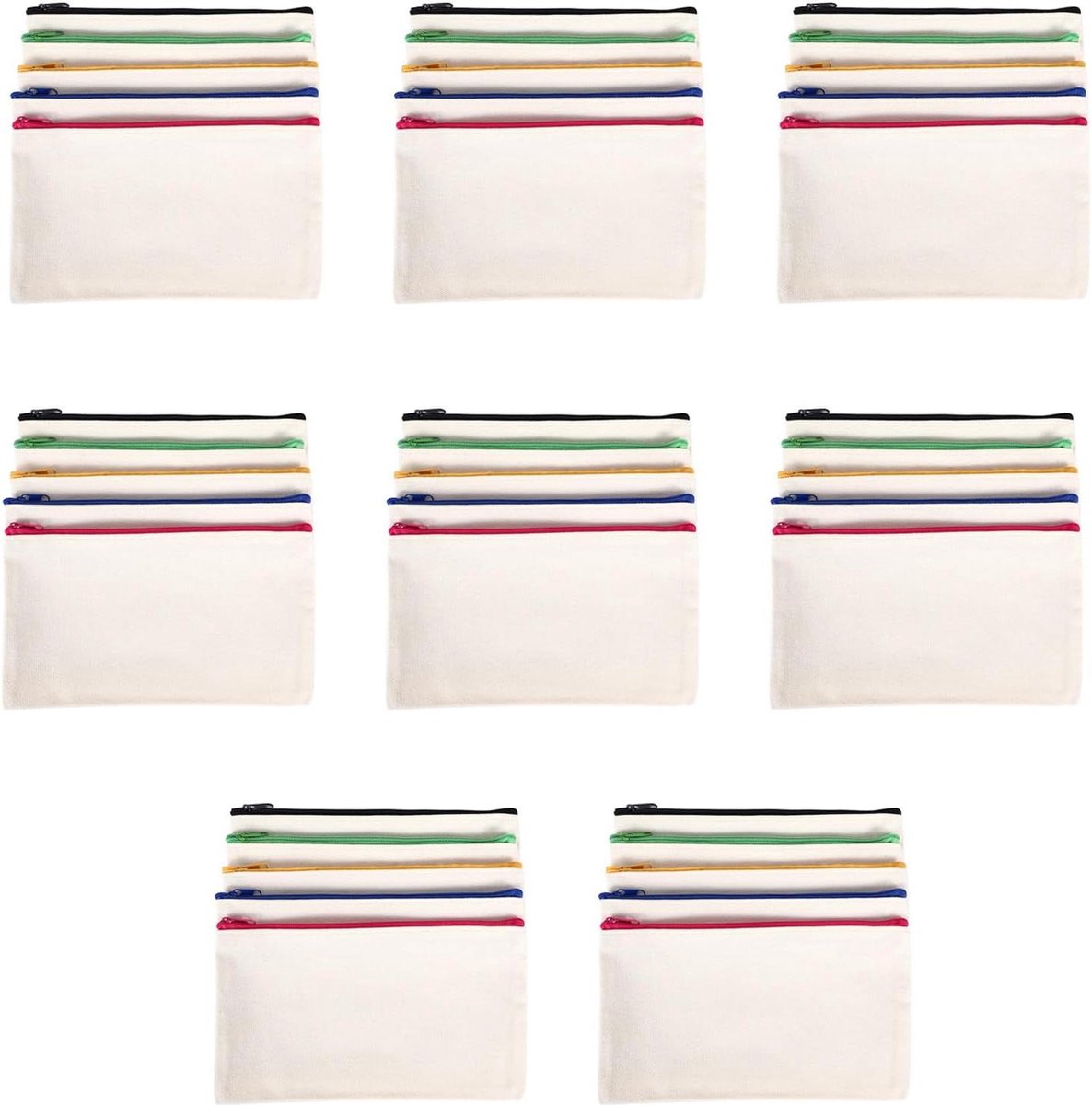 Canvas ritssluiting tas - potlood pennenetui cosmetica tas - lege tas - DIY tas - cosmetica tas - DIY tas - cosmetica tas - DIY school - beige - 40 Stück Mehrfarbig