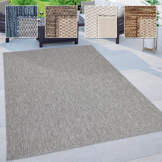 Paco Home Outdoor Teppich Wetterfest Balkon Küche Orient Muster Modern Bordüre Blau Beige 140x200 cm