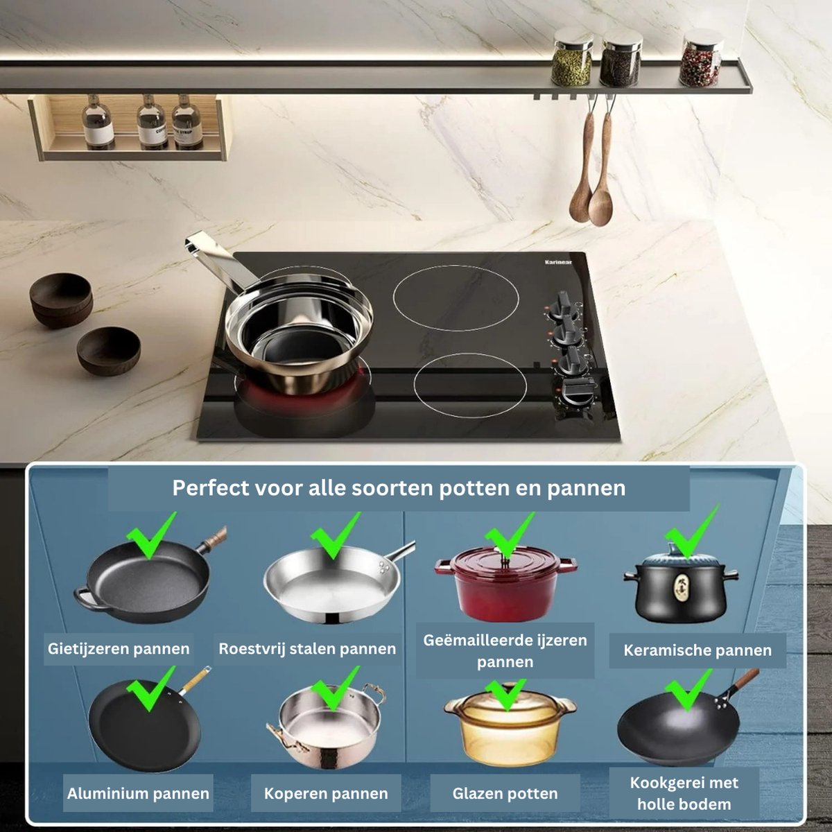 Inbouw keramische kookplaat 4 zone touch control EKC601-2.2 - Exquisit