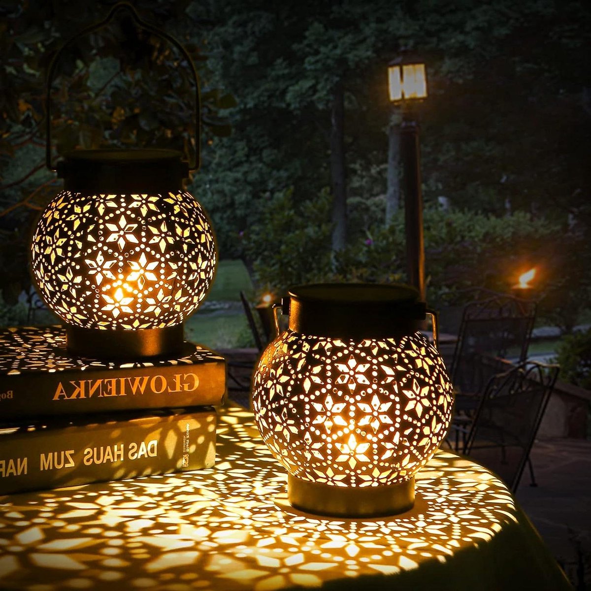 Dehobo Solarlampen voor buiten, tuin, hangend, 2 stuks, zonne-lantaarn