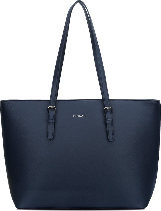 Eleganci - Tassen pour femme - Shopper - Sac avec fermeture éclair - Sac à bandoulière - Sac à main - Cartable - Sac de travail - adapté au format A4 - Blauw