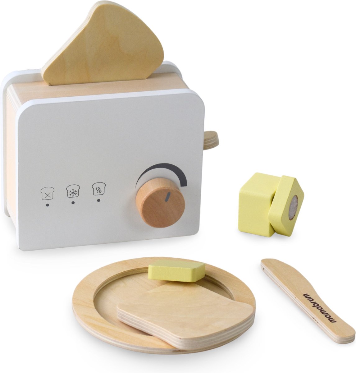 Mamabrum Houten broodrooster voor kinderen 3+ + Keukenaccessoires Speelgoed Rollenspel Speelgoed Koken Speelgoed Broodrooster met Accessoires Speel Koken Creatief Speelgoed