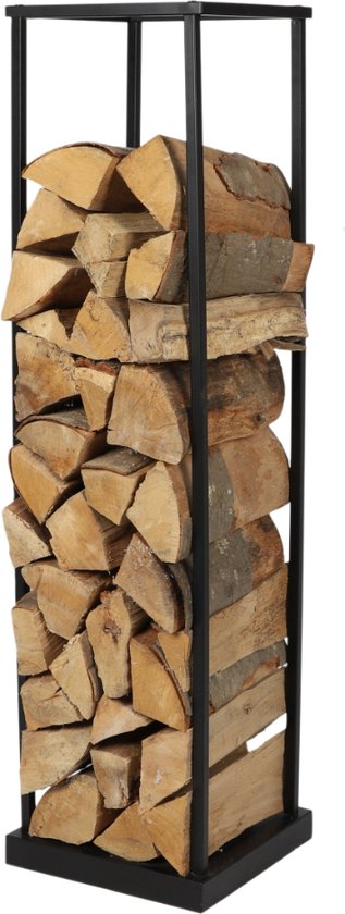 Foto: Nordix houtrek haardhout opslag staand binnen en buiten brandhout rek zwart 31 5x115cm