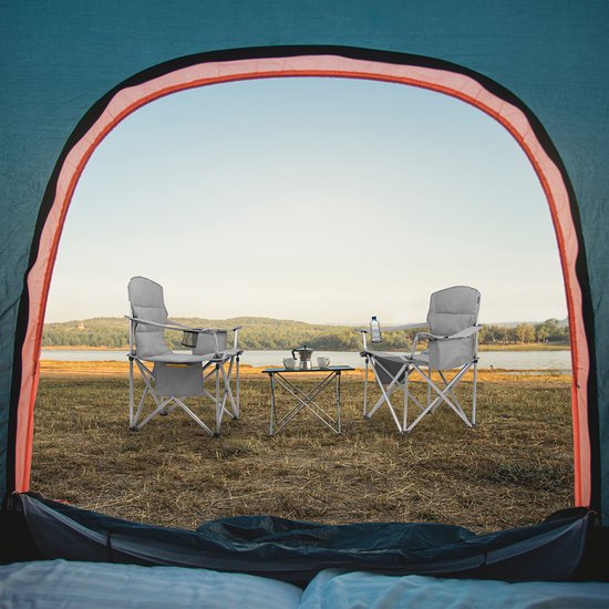 TRVLMORE Campingstoel - Opvouwbaar - XL - Comfortabele Vouwstoel - 150 kg draagvermogen - Drankhouder - Koelvak - Visstoel - Klapstoel - Grijs van TRVLMORE — afbeelding 5