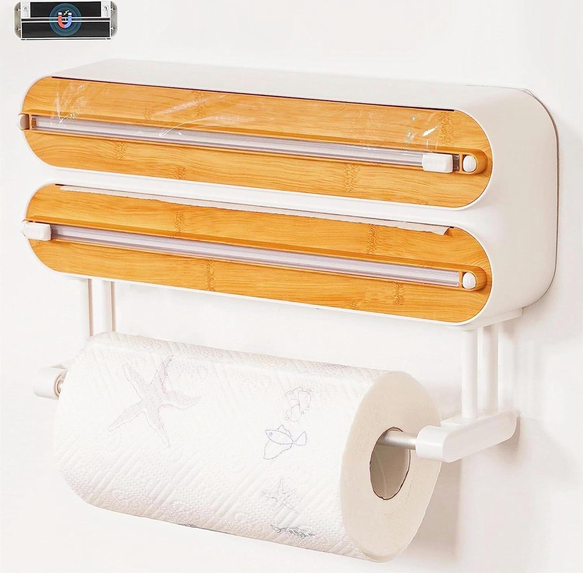 Foliedispenser voor keukenpapier van aluminium met scherpe snijder magnetische keukenrolhouder voor de muur papiersnijder met rolhouder folierolhouder