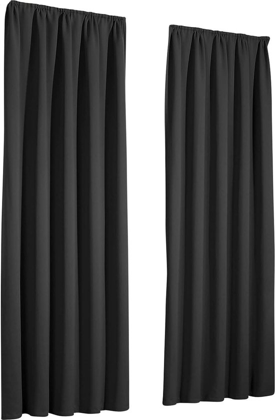 Heimtexland ® Type 139, 1 paar thermo-verduisterende gordijnen, plooiband, gordijnen, 2 stuks, (h x b) 245 x 135 cm, in grijs-wit