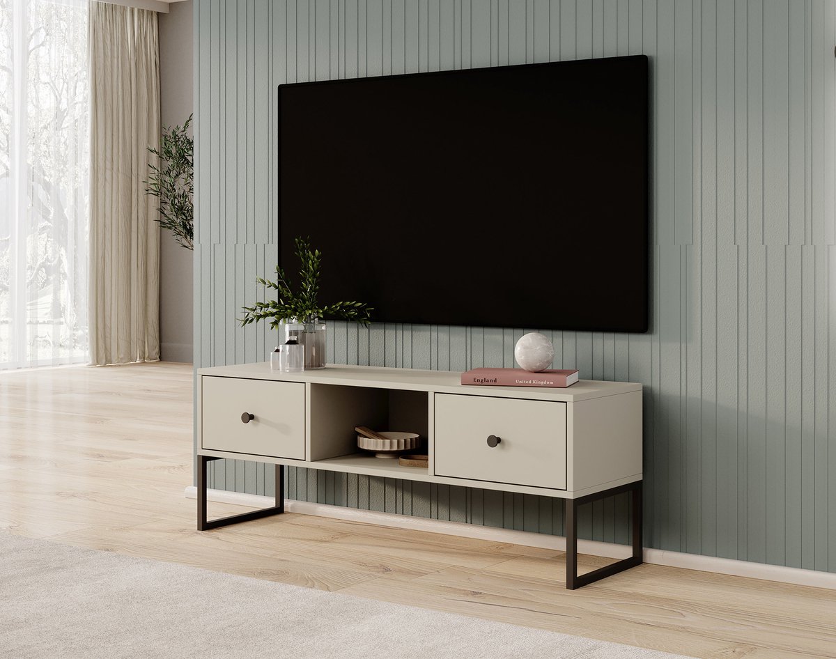 Meubella - TV-Meubel Lyndall - Beige - 115 cm