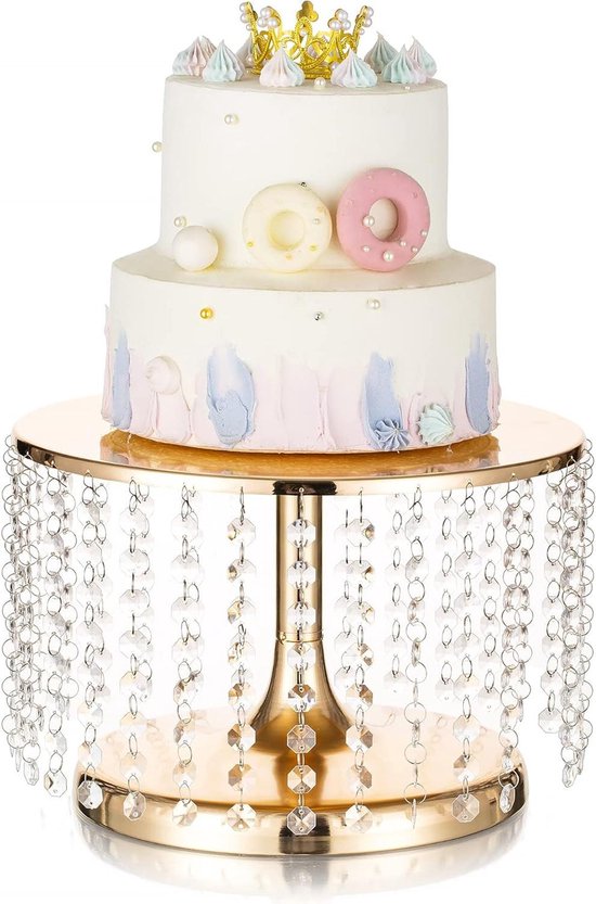 Gouden taartstandaard, cupcake-standaard, set van 3, ronde
