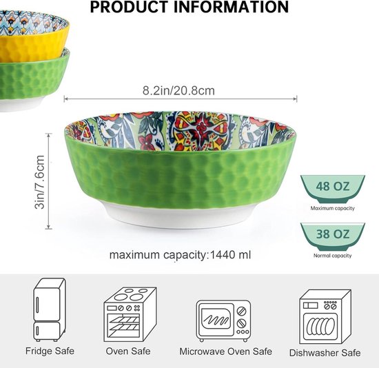 DOWAN Salatschüssel Keramik, 2 tlg., 770 ml Servierschalen, Premium Porzellan, Spülmaschinen-, mikrowellengeeignet, Keramikschüsseln für Salat, Obst, Pasta, Suppe, Dessert, Soft White