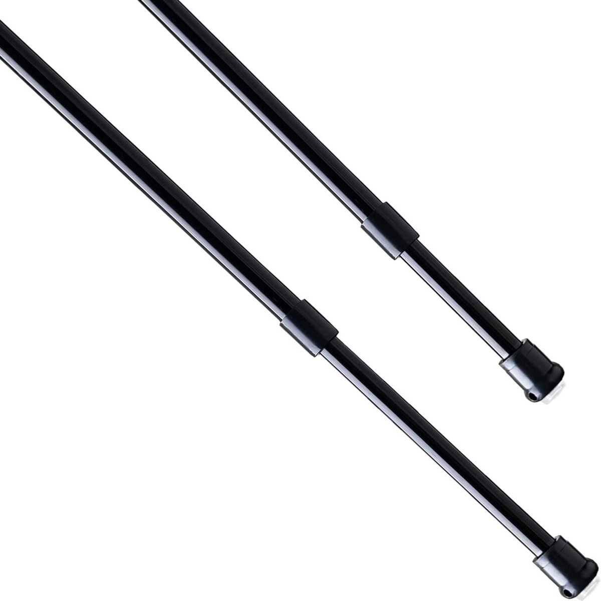 Kleine klemstang 60-90 cm zonder boren - Gordijnroede voor ramen en kledingkast - Set van 2 stuks (90 cm - 120 cm Ø 76 & 96 mm zwart) Gordijn trekstang