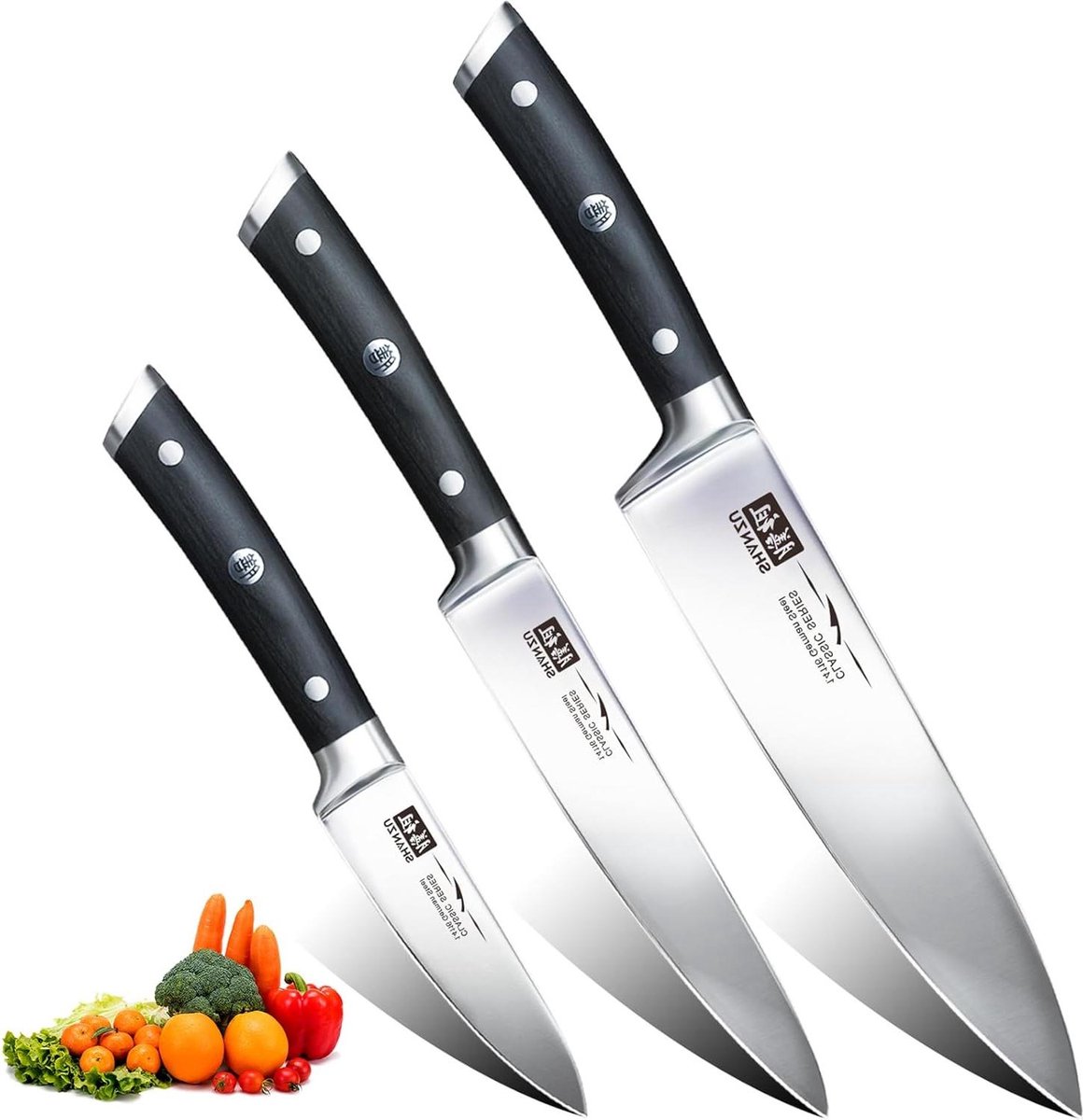 Professioneel Koksmes Set Extra Scherp Keukenmes van Duits Roestvrij Staal 20 cm Koksmes 15 cm Keukenmes 9.5 cm Schilmes