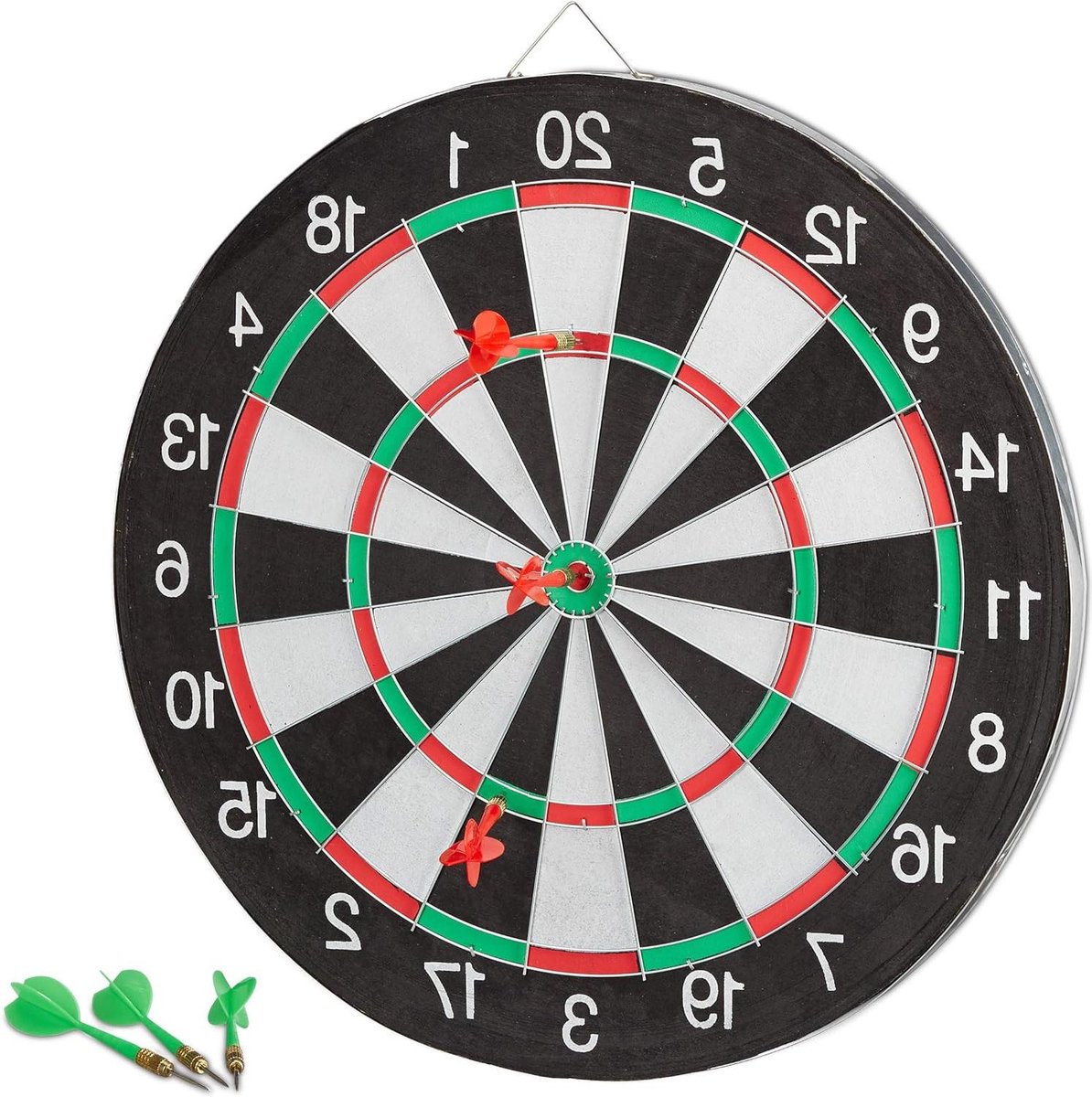 Dartbord X1 43 cm tweezijdig speelbaar klassiek met 6 pijlen voor thuis - zwart-wit - steeldarts - koop nu