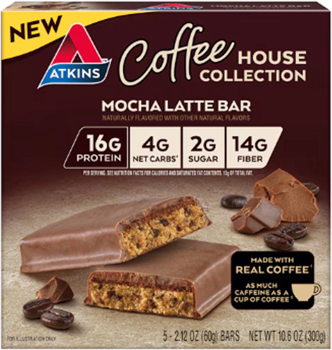 Goedkoopste Atkins | Coffee Bars | Mocha Latte | 5 x 60 gram