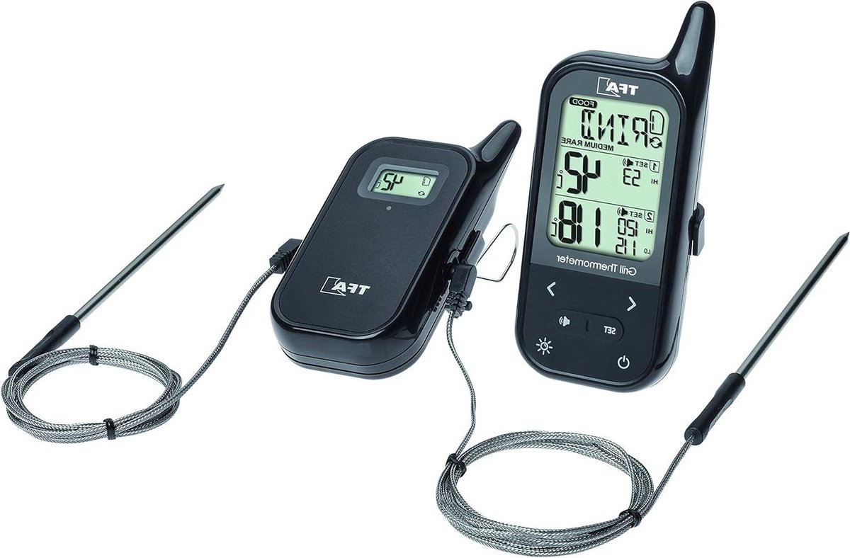 Vleesthermometer Digitale Braadthermometer-Grillthermometer Voor Oven- en Kerntemperatuur Zwart 60 (65) x 21 (33) x 142 mm