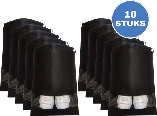 Schoenenzakken - 10 Stuks - Schoenentas - Reistas en Opbergtas - Waterafstotend - Travel Organizer - Zwart