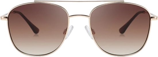 Fako Sunglasses® - Pilotenbril Metal - Piloot Zonnebril - Heren Zonnebril - Dames Zonnebril - Model Marc - Goud - Bruin van Fako Sunglasses® — afbeelding 2