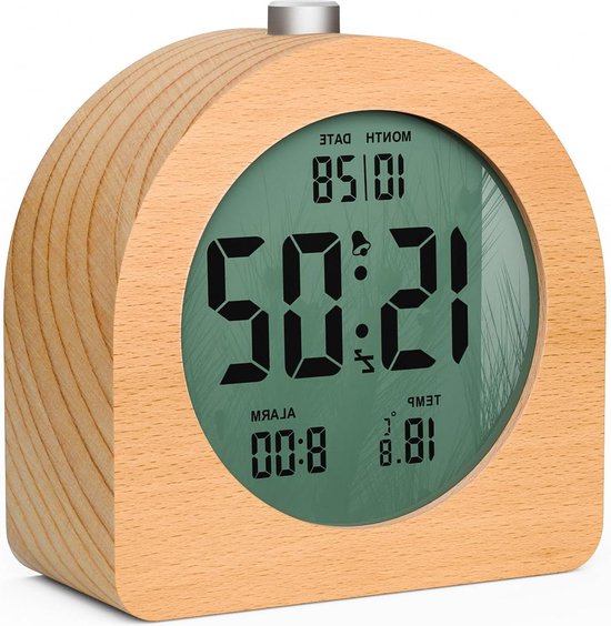 Fisura - Analoge wekker zonder Tic-TAC met LED-nachtlampje, metaal en ABS, afmetingen: 11,7 x 5,5 x 16, wijzerplaat 9 cm (Zwart