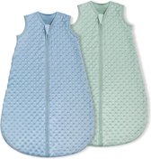 Bol.com Slaapzak 15 TOG pluche stippen - pasgeboren 100% katoen - zachte uniseks babydeken - 2-weg rits - peuterslaapzak 0-6 maa... aanbieding