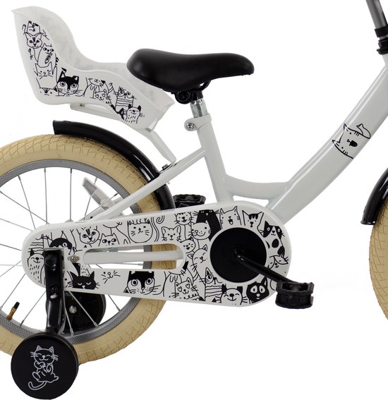 2Cycle Cat Kinderfiets - 16 inch fiets - Meisjesfiets - Zwart-Wit van 2Cycle — afbeelding 4