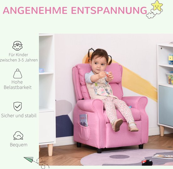 HOMCOM Fauteuil pour enfant canapé pour enfant canapé-lit réglable avec repose-pieds 310-052