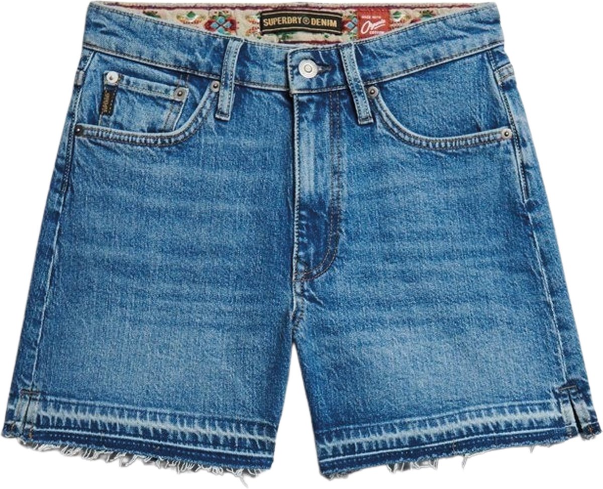 Superdry Vintage Mid Rise Cut Off Short Dames 30 Blauw