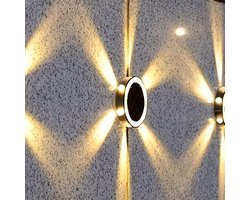 LED Solar Grond- en Wandspots - Warm Licht - Automatisch Brandende Gazonlampen - Waterdicht en Energiezuinig - Zwart