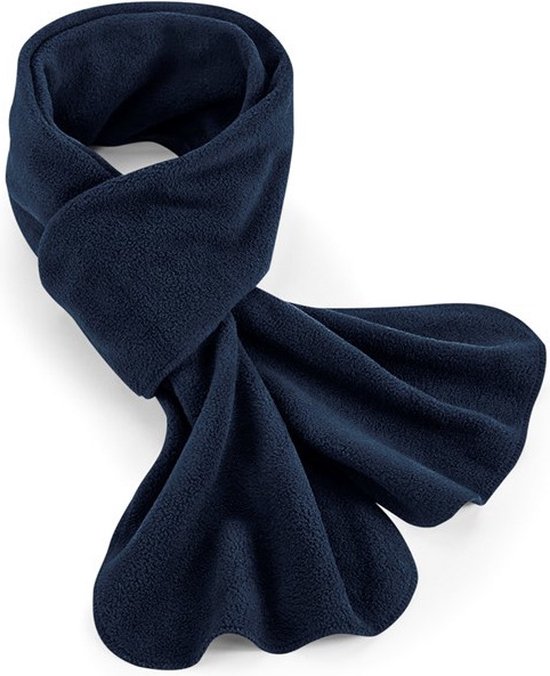 Foto: Warme fleece winter sjaal voor volwassenen donkerblauw 100 gerecycled polyester