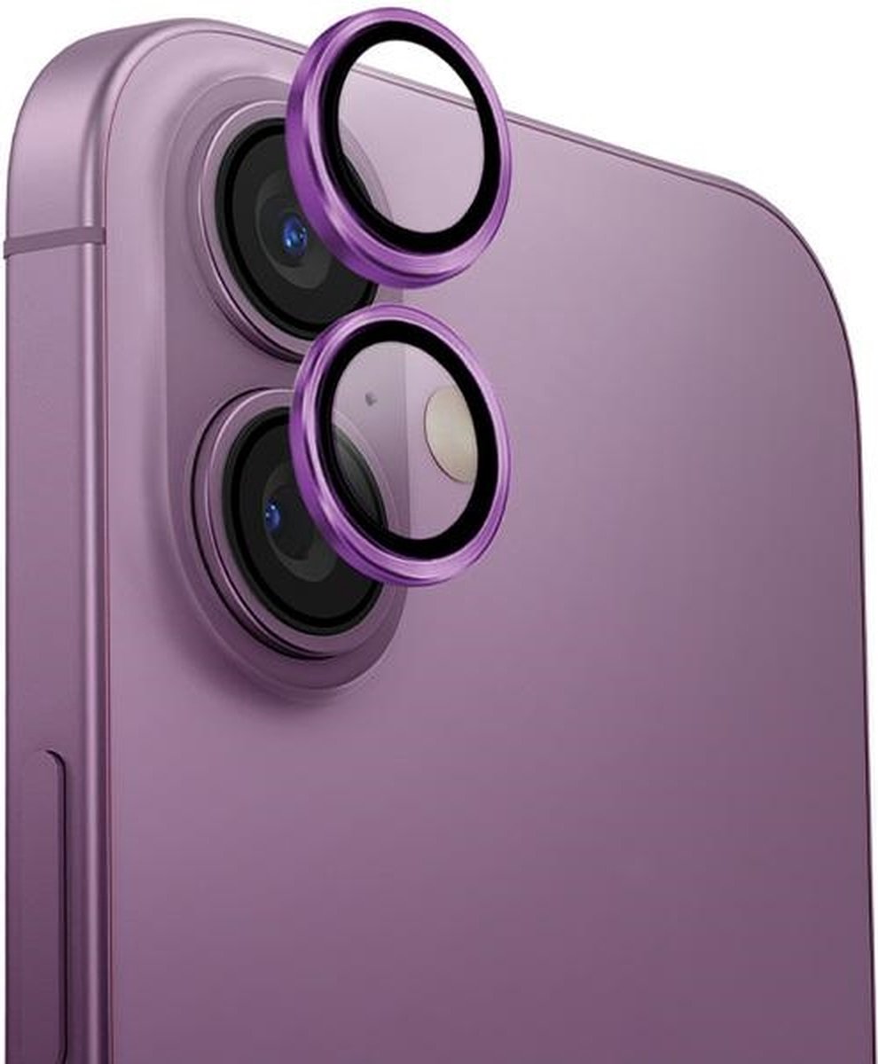 UNIQ Optix Aluminium Camera Lens Protector iPhone 16 6.1" / 16 Plus 6.7" druifroze cameralensglas met applicator