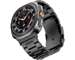 Titanium bandje - schakelbandje - geschikt voor Samsung Galaxy Watch Ultra (47mm) / Ultra 2025 (47mm) - zwart