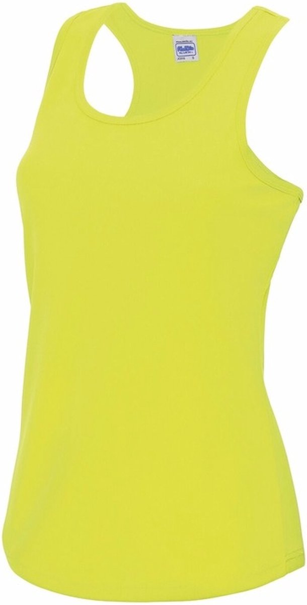 AWDis sport singlet voor dames - neon geel - mouwloos shirtje - polyester - lucht doorlatend - snel drogend M