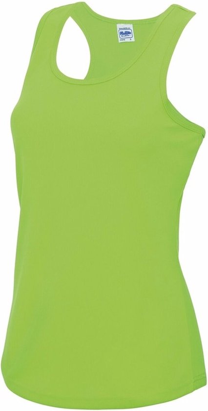 AWDis sport singlet voor dames - neon groen - mouwloos shirtje - polyester - lucht doorlatend - snel drogend S