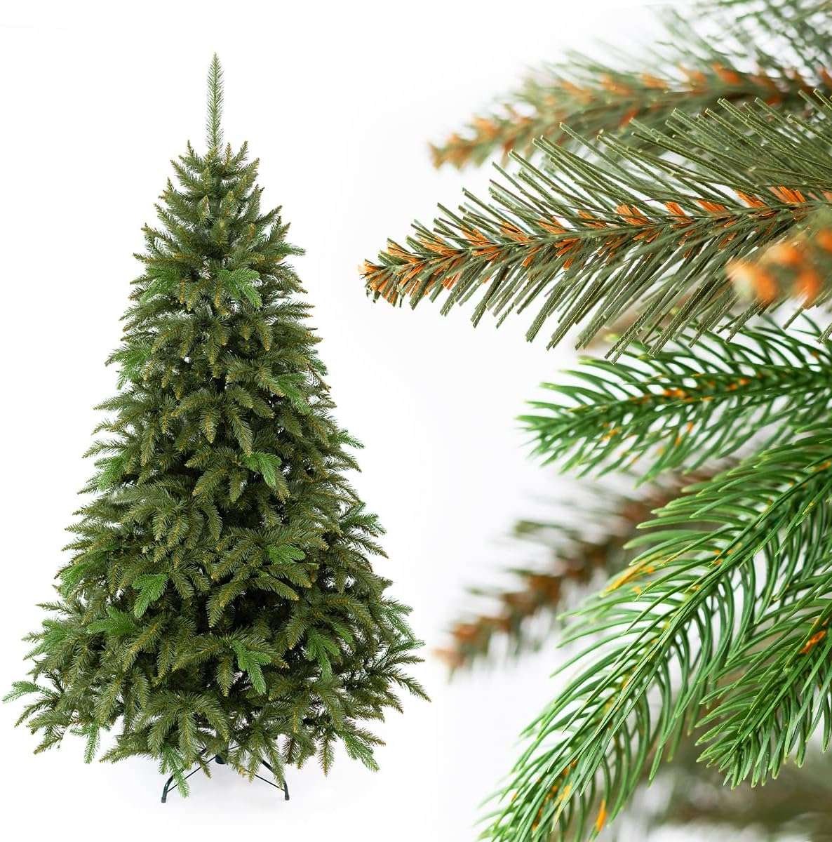 Kunstkerstboom 220cm | Materiaal PVC en PE - Premium | kunstkerstbomen natuurlijke uitstraling | nepkerstboom inclusief metalen kerstboomstandaard | Kerstboom |