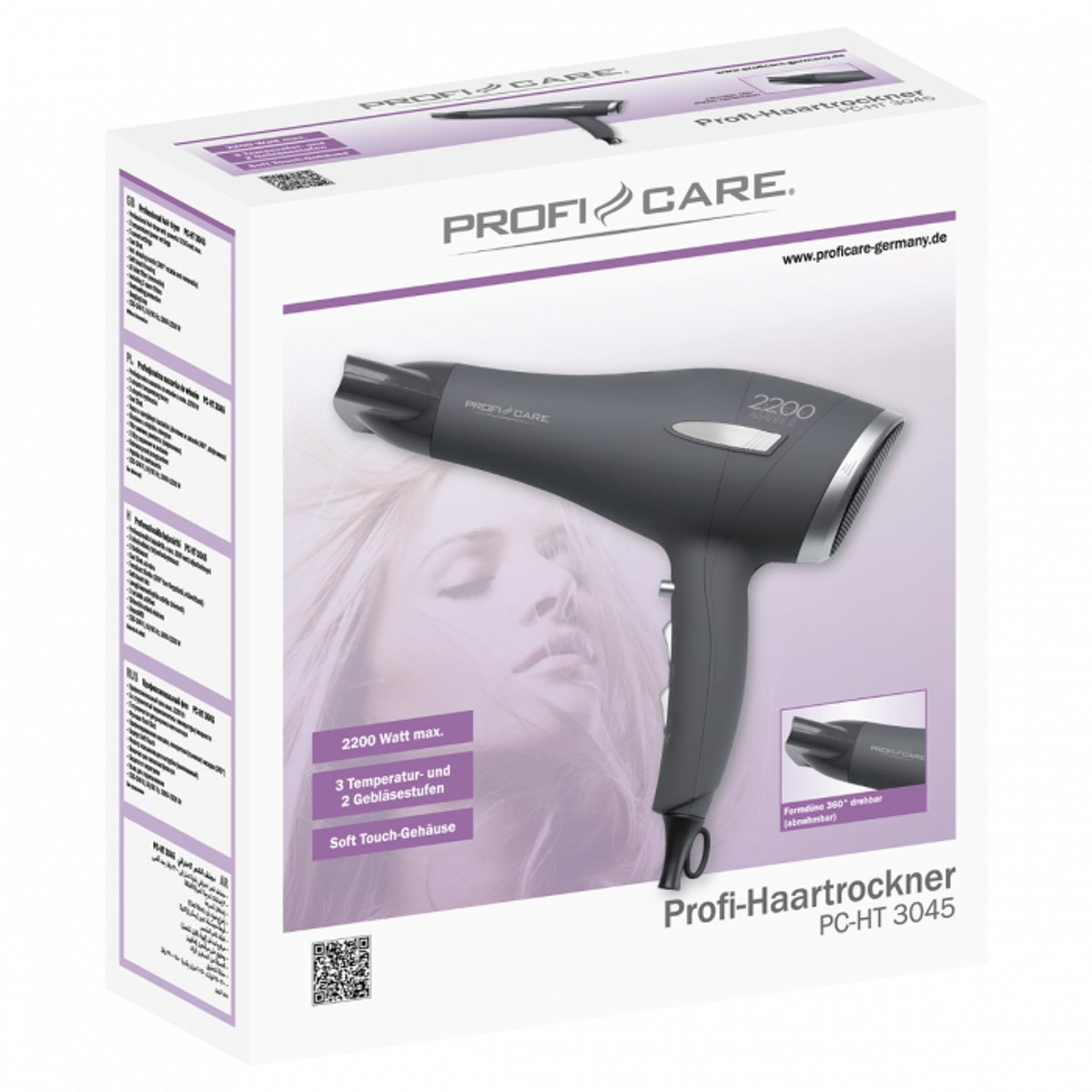 ProfiCare PC-HT3045 Föhn 2200W Antraciet - afbeelding 3