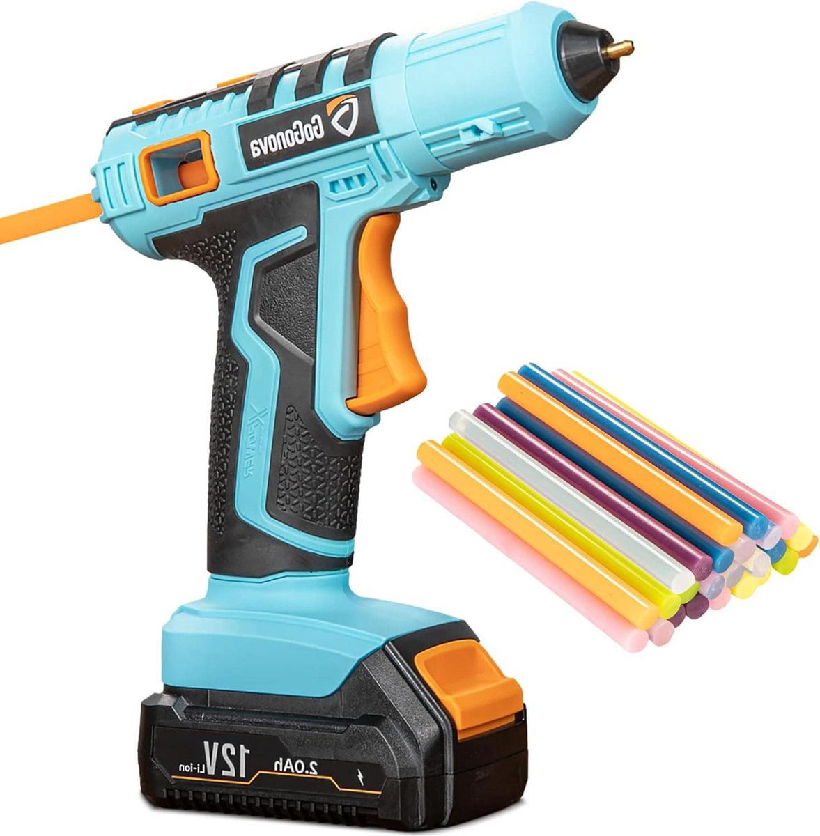15S draadloos lijmpistool met anti-nachtdruppeldesign 12 V verwarming oplaadbaar 2 Ah batterij 25 kleurrijke mini-lijmsticks ideaal voor reparatie handwerk doe-het-zelf