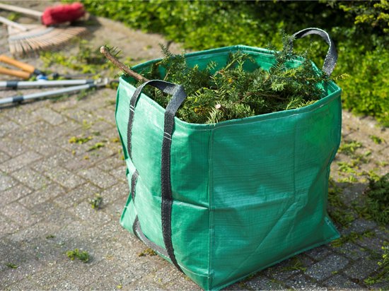 1x Groene vierkante tuinafvalzakken opvouwbaar 252 liter - Tuinafvalzakken - Tuin schoonmaken/opruimen - Tuinonderhoud van Easyline — afbeelding 2