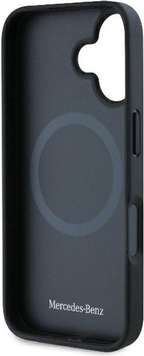 Mercedes-Benz Geschikt voor Apple iPhone 16 - Geschikt voor Mag - Textured Backcover hoesje - Zwart van Merkloos — afbeelding 3