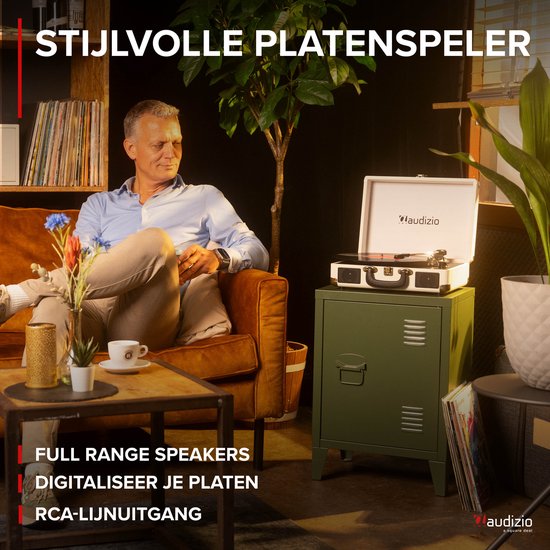 Platenspeler Bluetooth IN/OUT - Audizio RP116CR - 2025 model - Retro platenspeler met speakers - Crème — afbeelding 3