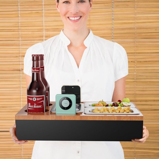 Bierkiste aus Holz – Geschenk für Bierliebhaber, Vater, Mann, Ihn, Freund – Getränkebox, Snack-Tablett – Tischständer Caddy mit Schlitzen für Gläser, Chips, Nüsse, Fernbedienung, Telefonständer Bierkiste aus Holz – Geschenk für Bierliebhaber, Vater, Mann, Ihn, Freund – Getränkebox, Snack-Tablett – Tischständer Caddy mit Schlitzen für Gläser, Chips, Nüsse, Fernbedienung, Telefonständer