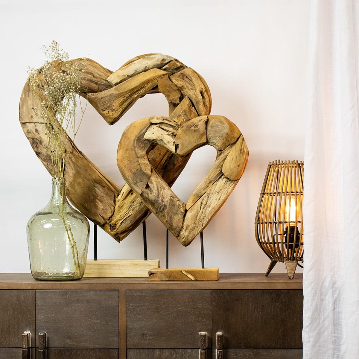 thumbnail: COM-FOUR Houten Decoratiehart Met Vogels – Displayhart Op Voet Voor Liefdevolle Decor | Cadeau Voor Valentijnsdag