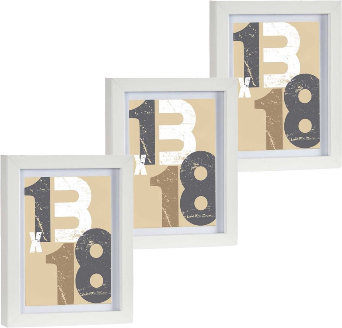 3x stuks houten fotolijst - wit - 15 x 20 cm - fotolijstje - met passe-partout - decoratie